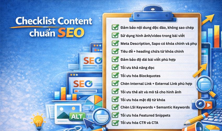 Checklist các yếu tố SEO Onpage cần nắm rõ trong quá trình tối ưu