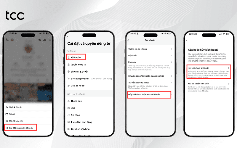 cách khóa tài khoản tiktok tạm thời