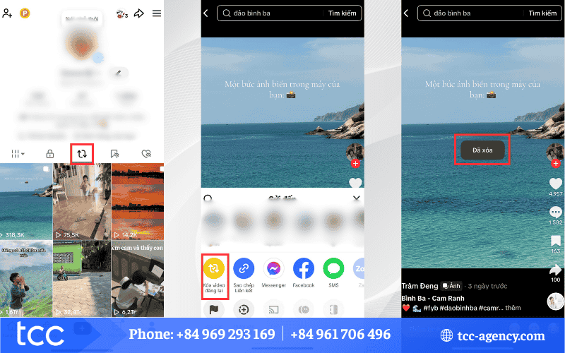 xóa đăng lại trên tiktok