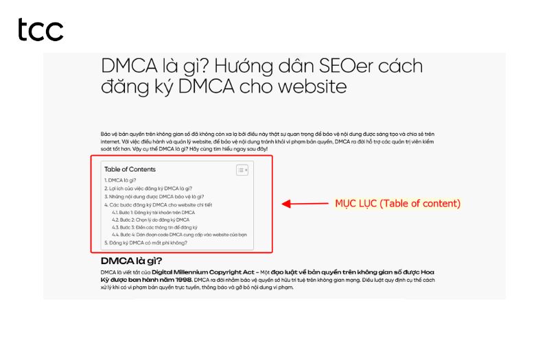 cách làm table of content