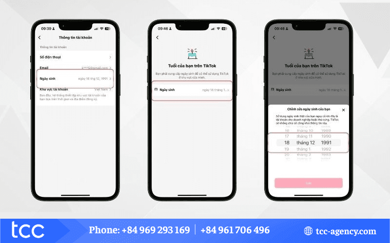 đổi ngày sinh trên TikTok