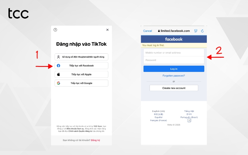 cách đăng nhập TikTok bằng facebook
