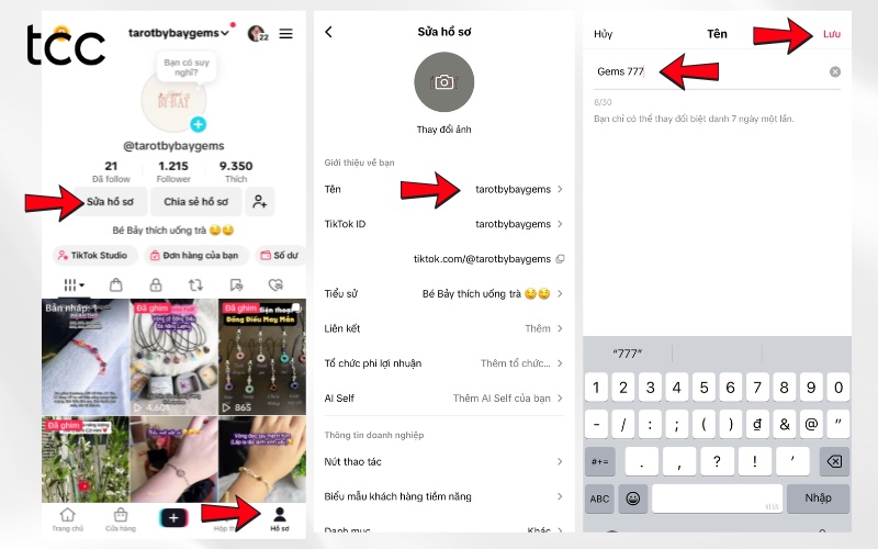 cách để đổi tên trên tiktok