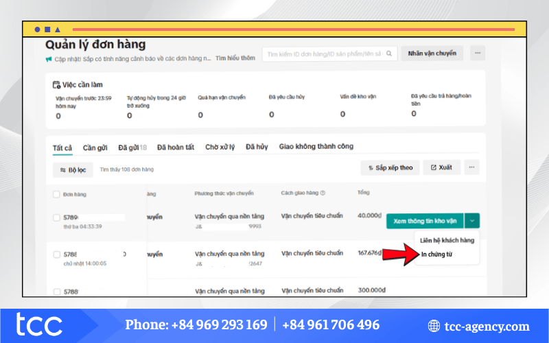 cách in đơn hàng loạt trên tiktok shop