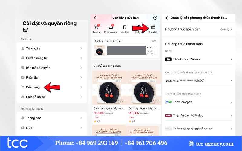 thay đổi phương thức thanh toán trên tiktok