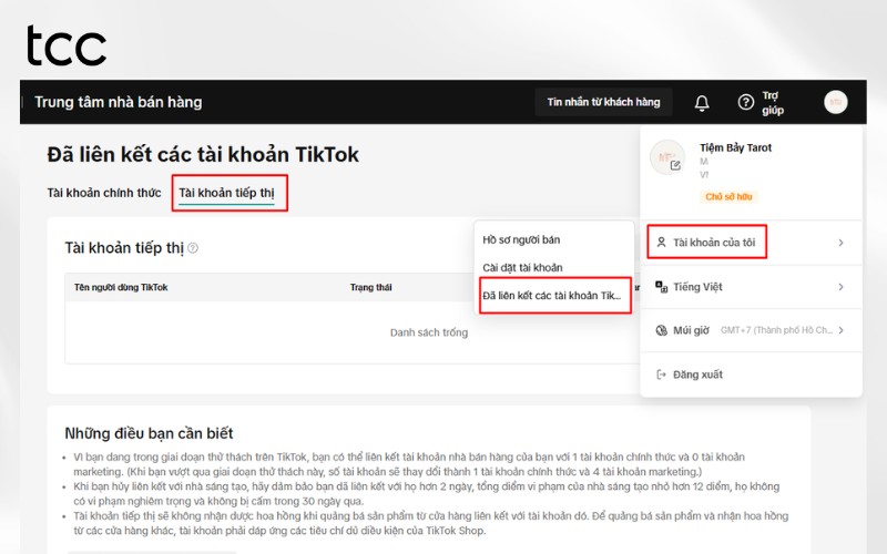 Hủy liên kết tài khoản khỏi tài khoản TikTok for Business