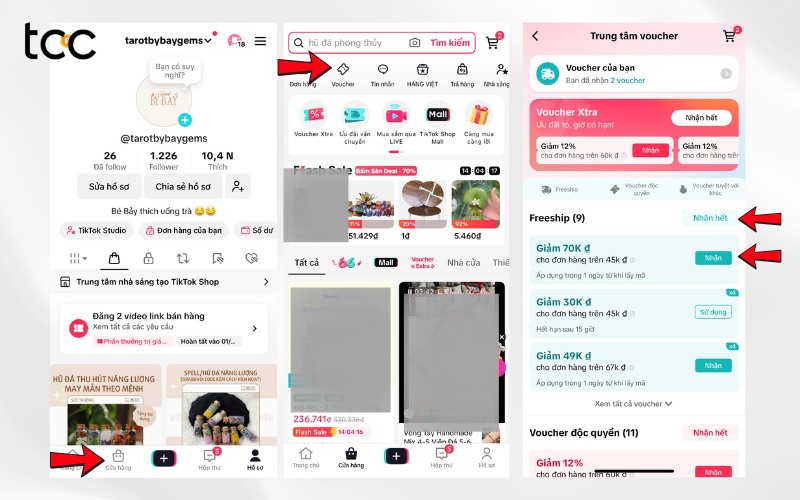 cách lấy mã freeship trên tiktok shop