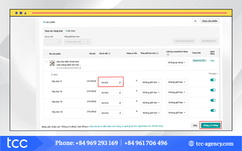 cách sửa giá sản phẩm trên tiktok shop