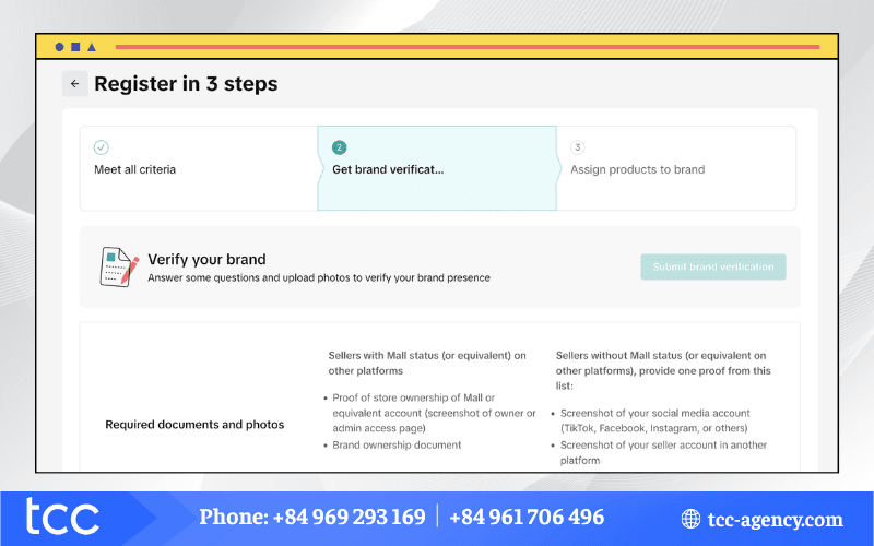 điều kiện đăng ký TikTok Shop Mall