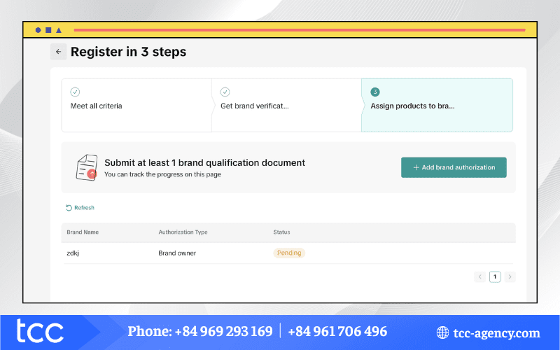 đăng ký TikTok Shop mall đơn giản