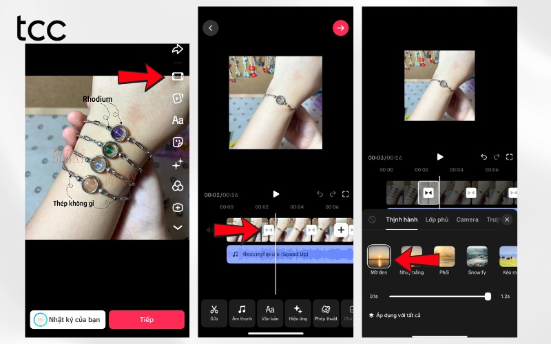 hiệu ứng chuyển ảnh TikTok