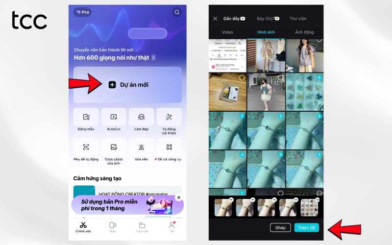hiệu ứng chuyển ảnh trên capcut