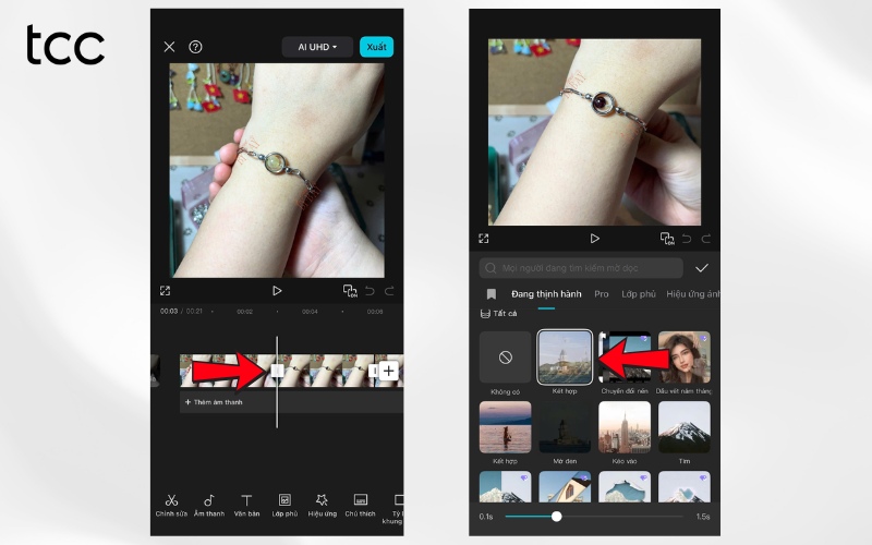 hiệu ứng chuyển ảnh trên TikTok