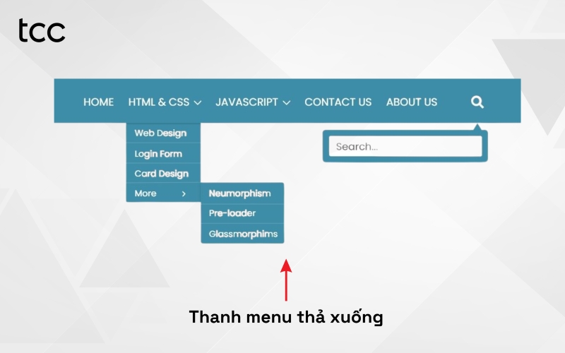 Thanh menu thả xuống
