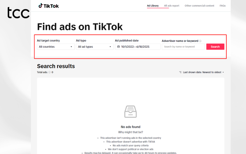thư viện quảng cáo tiktok việt nam