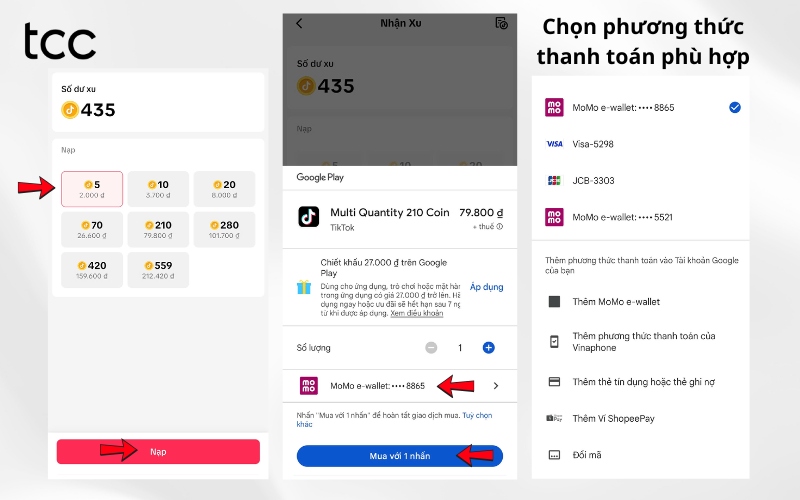 nạp xu trên TikTok