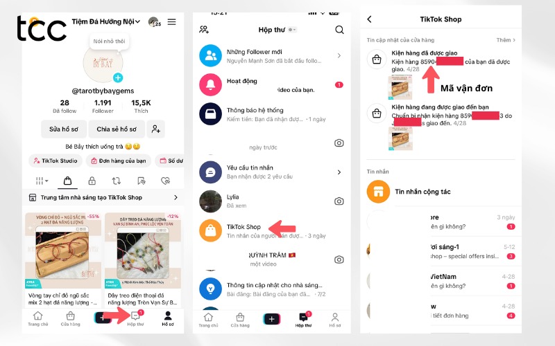 tra mã vận đơn trên tiktok