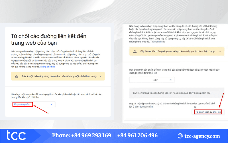 các bước link disavow