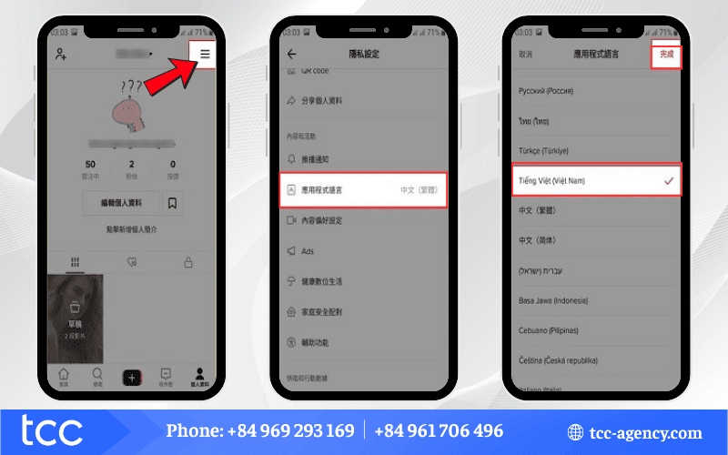 thay đổi ngôn ngữ trên douyin 2025