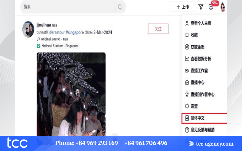 đổi ngôn ngữ ở douyin