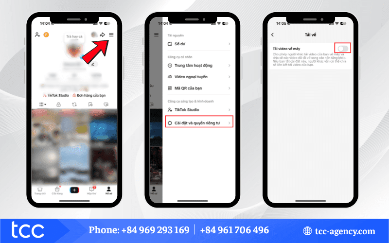 cách tắt tải xuống video tiktok