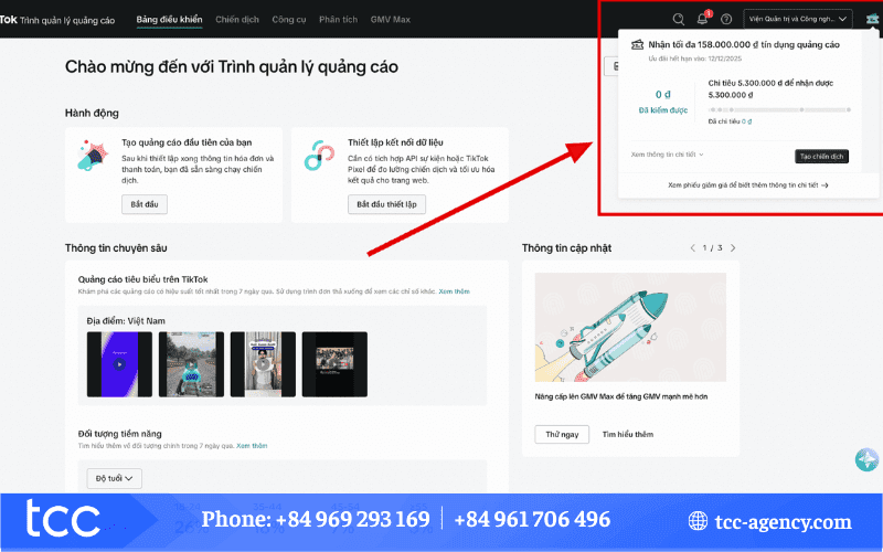 tin dụng quảng cáo trên tiktok